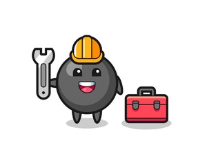 Sticker - Mascot cartoon of dot symbol as a mechanic