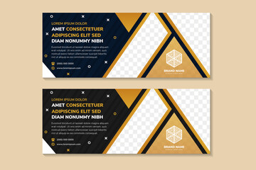 Poster - set of luxury banners in standard size with a place for photo and text. horizontal layout template with circle and cross elements. vector illustration.