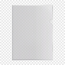 Clear L-shape Plastic File Folder Pocket On Transparent Background Realistic Mock-up. PVC Corner Document Sleeve Jacket Vector Mockup