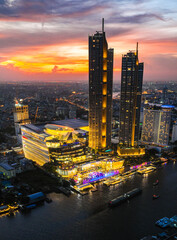 Wall Mural - Aerial view of Icon Siam water front building in downtown Bangkok, Thailand