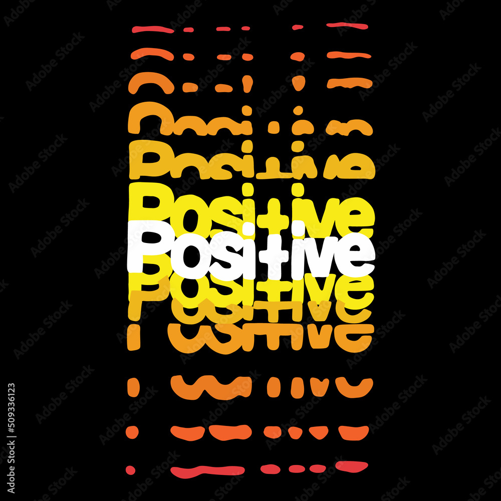 POSITIVE.decorative color font on a black background.vector ...