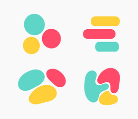 Wall Mural - flat design banners colorful abstract symbols collection.