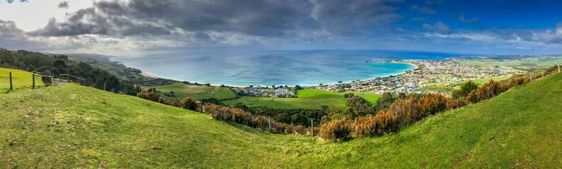 Wall Mural - Apollo Bay panoramic aerial view from Mariners lookout, Great Ocean Road