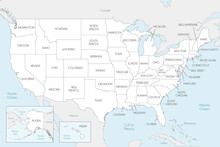 Vector Map Of USA With States And Administrative Divisions, And Neighbouring Countries. Editable And Clearly Labeled Layers.