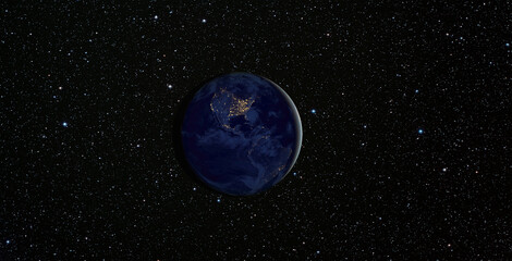 Fototapete - View of Earth from outer space with millions of stars around it.