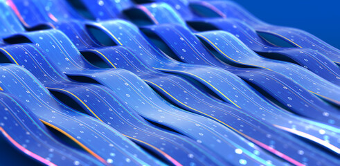 Fototapete - Cyber stream 3D illustration, data field, information flow, big data, binary code linear concept