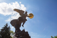 Fountain With A Sculpture Of Archangel Michael In The Park Volodymyr Hill In Kyiv, Ukraine