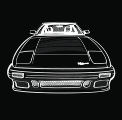 Wall Mural - The vector illustration of the classic vintage sport black and white car