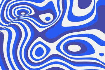 Wall Mural - Bright blue liquid stripes background concept. Abstract fluid optical illusion circle spots pattern texture