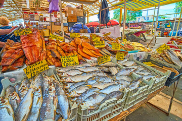 Poster - The counter with smoked fish, Pryvoz Market, Odessa, Ukraine