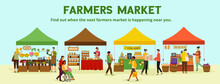 Farmer's Market, Local Food Stalls With People Shopping Farm Produce