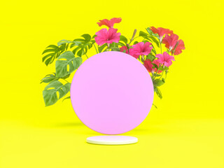 Aufkleber - Natural beauty podium backdrop for product display with summer tropical plant. 3d rendering.