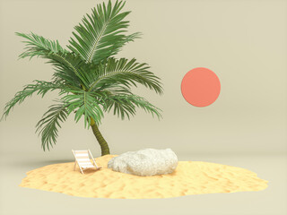 Leinwandbilder - Natural beauty podium backdrop for product display with summer tropical plant. 3d rendering.