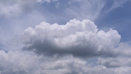 Wall Mural - cloud and blue sky timelape of dramatic fast moving white clouds on sunny blue sky