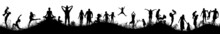 Family In Nature. Silhouettes Of People. Vector Illustration