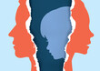 © jiris - Divorced parents and sad child.Torn paper with man, woman and child stylized silhouettes symbolizing the effect of divorce on the child.