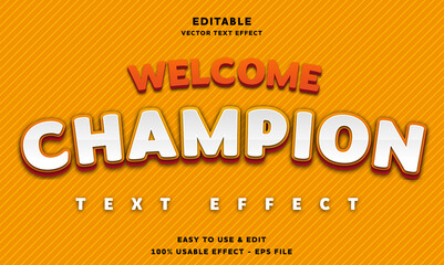 Poster - welcome champion editable text effect with modern and simple style, usable for logo or campaign titl
