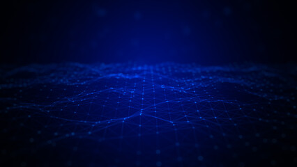 Poster - Technology and digital data network connection  blue color abstract background, 3D rendering