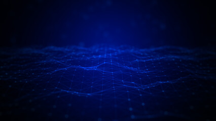 Poster - Technology and digital data network connection  blue color abstract background, 3D rendering