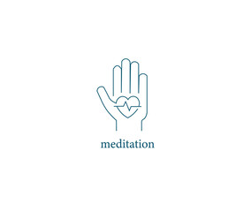 Poster - Meditation icon line art vector illustration 