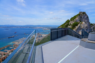 Sky walk observation deck at the top of the Rock of Gibraltar in the South of Spain