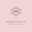 unique dragonfly line art logo vector symbol illustration design