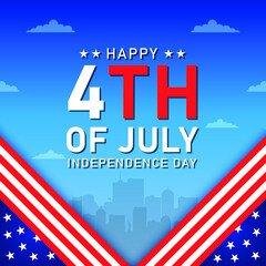 Wall Mural - Happy 4th of July America independence day background and banner