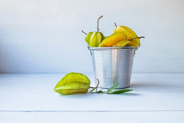 Star fruit on the white table