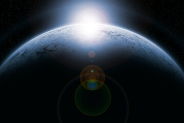 blue ice planet digital illustration.