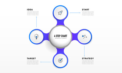 Poster - Timeline infographic design with 4 options or steps. Infographics for business concept. Can be used for presentations workflow layout, banner, process, diagram, flow chart, info graph, annual report.