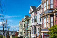 Colorful Houses In Castro Street, San Francisco, California
