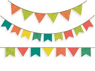 Festive bunting banners for party decoration. Vector illustration. Festa Junina decorative flags.