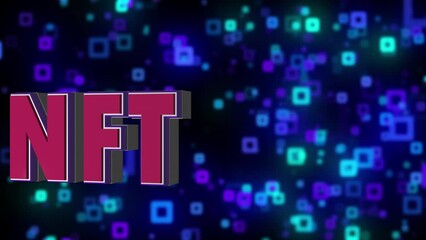 Poster - NFT text. Computer generated 3d render