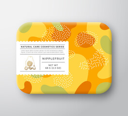 Wall Mural - fruits bath cosmetics box. vector wrapped paper container with care label cover. packaging design. m