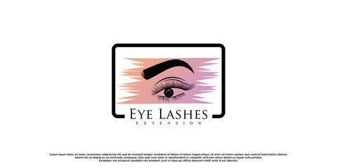 Eyelash extension logo design inspiration for beauty salon with creative element Premium Vector