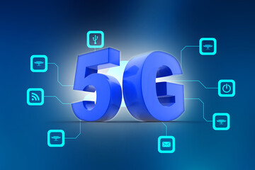 Poster - 3d rendering 5G Network 5G Connection
