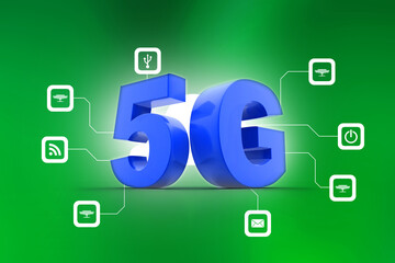 Poster - 3d rendering 5G Network 5G Connection
