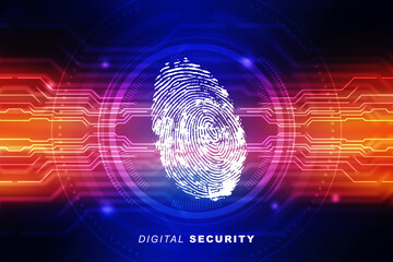 Canvas Print - Fingerprint Scanning Technology Concept 2d Illustration
