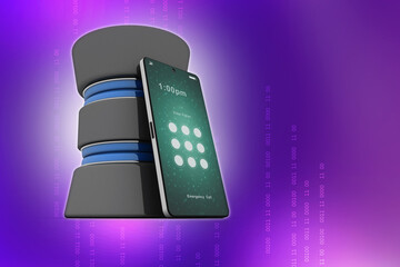 Poster - 3d rendering Database with mobile
