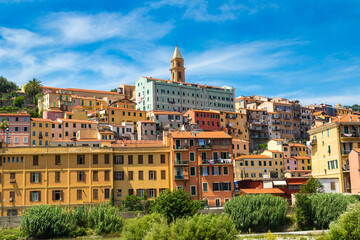 Colorful houses in Ventimiglia, Italy