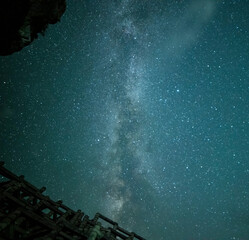Wall Mural - Beautiful bright milky way galaxy at the night sky. Astronomical background.