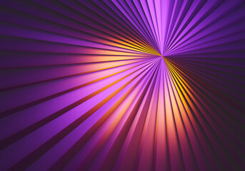 Poster - Neon purple background. Violet rays background. Orange-lilac background with rays from center. Modern wallpaper. Abstract pattern. Geometric neon texture. Three-dimensional purple lines. 3d rendering.