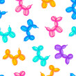 Seamless pattern of balloons in the shape of a dog