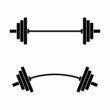 Straight and curved barbell icon isolated on white background. Weightlifting equipment, Bodybuilding, gym, crossfit, workout, fitness club symbol. Sport vector illustration