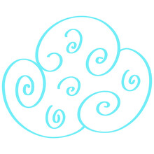 Swirly Blue Cumulus Cloud, Line Art