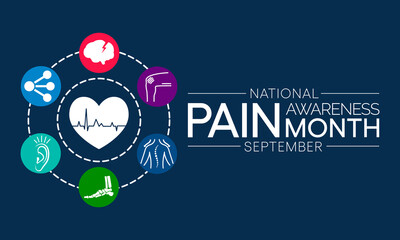 Wall Mural - Pain awareness month is observed every year in September, to raise public awareness of issues in the area of pain and pain management. Vector illustration