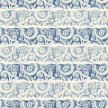 Delicate French Lace Effect Seamless Stripe Pattern. Ornate Provence Style Lacy Ribbon Country Cottage Decor Background. Linen Fabric Wallpaper For Rustic Modern Shabby Chic Design.