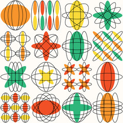 Wall Mural - Colorful art background with abstract geometric shapes. Trendy Neo Memphis seamless pattern.