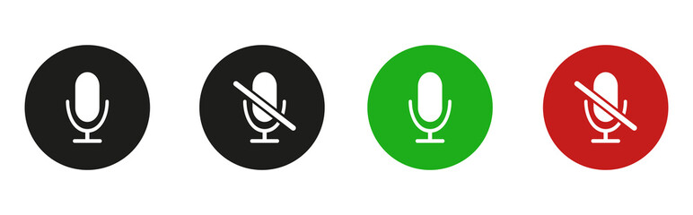 Microphone icon,mute button, sign for web or mobile isolated on white background.Vector illustration.