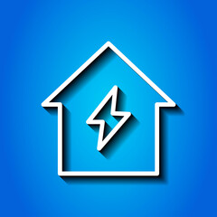 Wall Mural - Flash, house simple icon vector. Flat design. White icon with shadow on blue background.ai